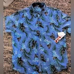 Star Wars button-down shortsleeve hawaiian chewbacca print.